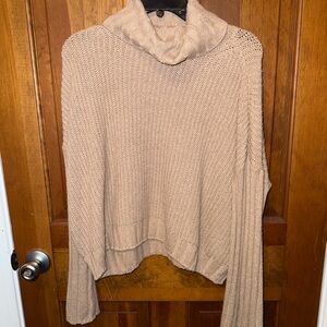 SO Tan Cowl Neck Sweater with Chunky Knit